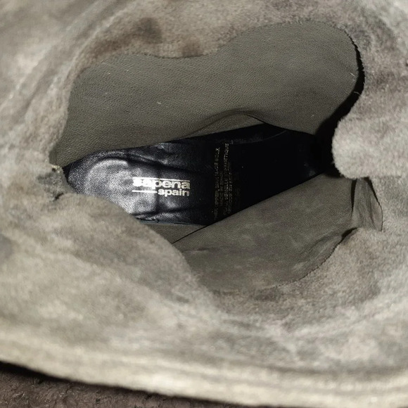 SAPENA SPAIN-Greenish/Gray-Soft Suede Tie Slouchy Booties-Sz 36-Excellent - Picture 6 of 7